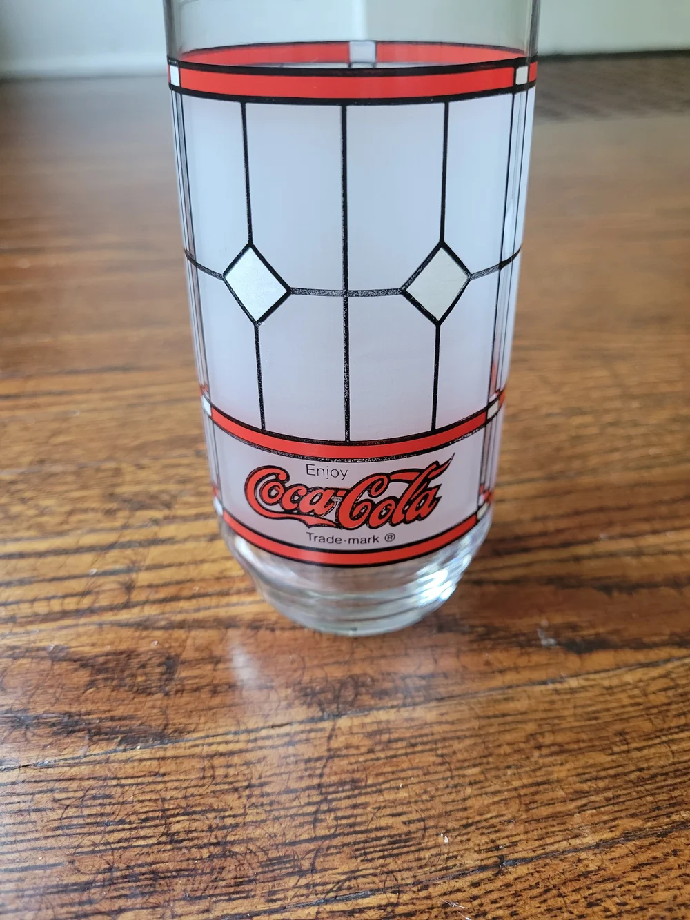 Coca-Cola Vintage Pizza Hut Frosted Tiffany Style Stained Glass 16oz